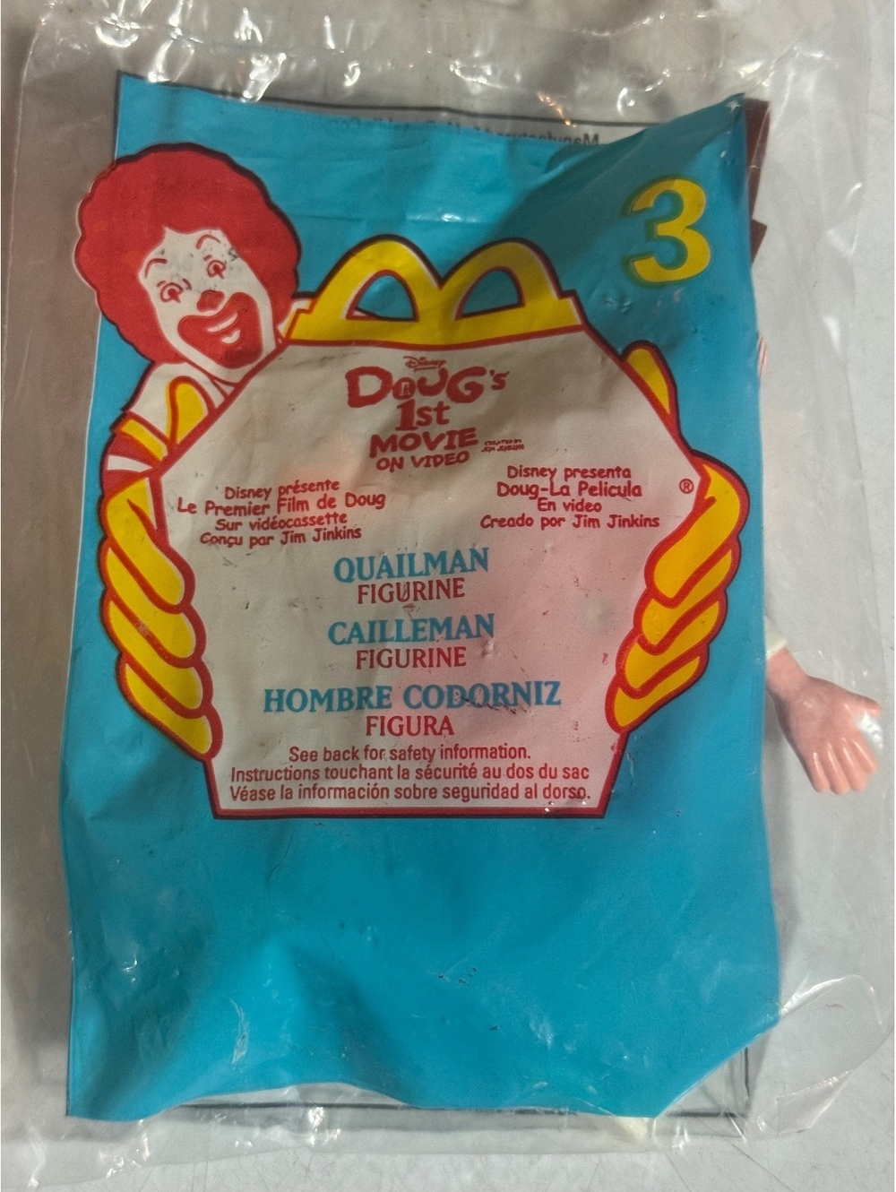 1999 McDonald's Doug's 1st Movie Toy #3 Quailman new in bag